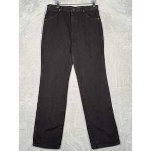 Vintage Wrangler Jeans Mens 30x32 Black High Rise Denim Straight Leg Made USA